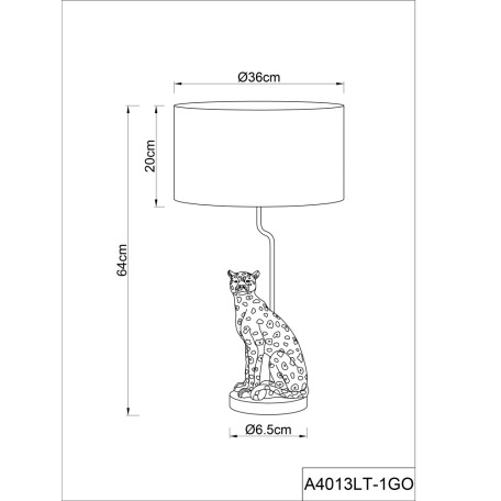 Схема с размерами Arte Lamp A4013LT-1GO