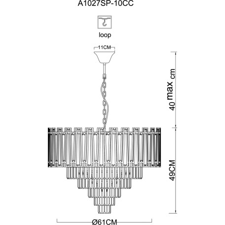 Схема с размерами Arte Lamp A1027SP-10CC