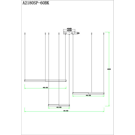 Схема с размерами Arte Lamp A2180SP-60BK