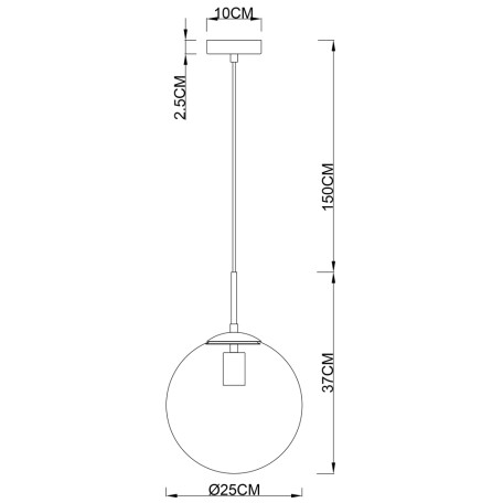 Схема с размерами Arte Lamp A1561SP-1PB