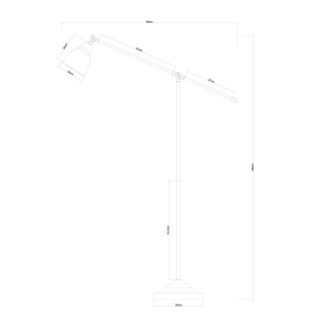 Схема с размерами Arte Lamp A2054PN-1BK