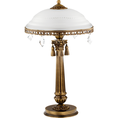 Настольная лампа Kutek Roma (плафон) ROM-LG-1(P), 1xE27x60W, бронза, белый, прозрачный, металл, стекло, хрусталь - миниатюра 1
