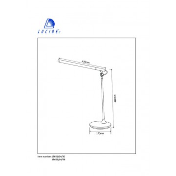 Настольная светодиодная лампа Lucide Elmo 18651/04/36, LED 4W, 3000K (теплый), серый, металл, пластик - миниатюра 2