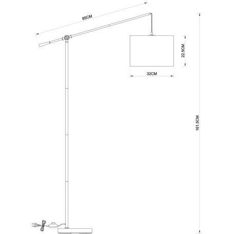 Схема с размерами Arte Lamp A4054PN-1PB