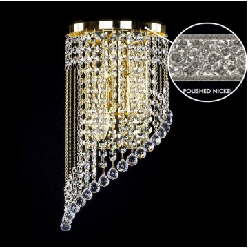 Бра Artglass GWEN LEFT DROPS NICKEL CE, 2xE14x40W, никель, прозрачный, металл, хрусталь Artglass Crystal Exclusive