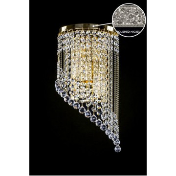 Бра Artglass GWEN RIGHT DROPS NICKEL CE, 2xE14x40W, никель, прозрачный, металл, хрусталь Artglass Crystal Exclusive