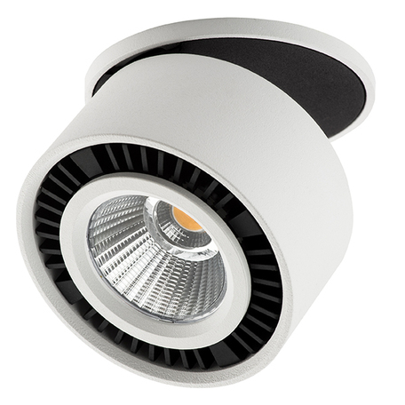Встраиваемый светодиодный светильник с регулировкой направления света Lightstar Forte Inca 213806, LED 15W 3000K 1400lm, белый, черно-белый, металл