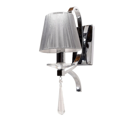 Настенный светильник Lumina Deco Venisia LDW 8035-1, 1xE14x40W, хром, серебро, прозрачный, металл со стеклом, текстиль, хрусталь