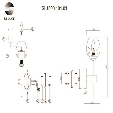 Схема с размерами ST Luce SL1500.101.01