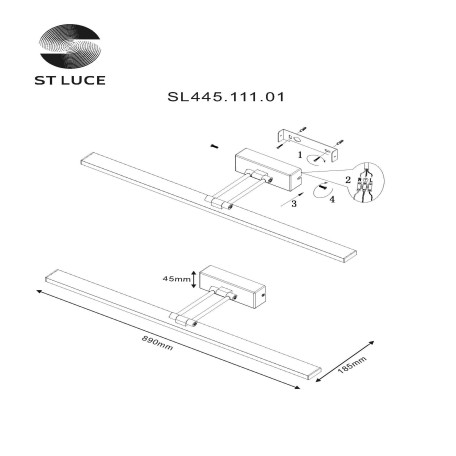 Схема с размерами ST Luce SL445.111.01
