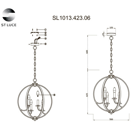 Схема с размерами ST Luce SL1013.423.06