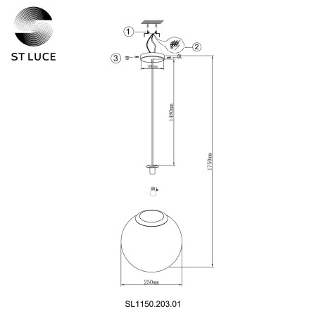 Схема с размерами ST Luce SL1150.203.01
