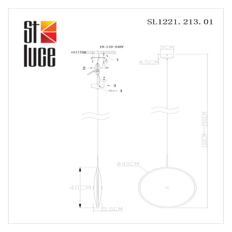 Схема с размерами ST Luce SL1221.213.01