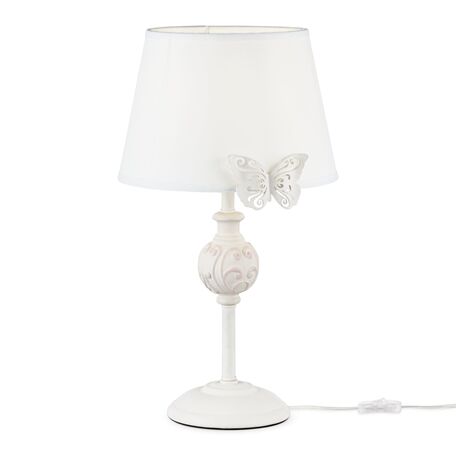 Настольная лампа Maytoni Fiona ARM032-11-PK, 1xE14x40W, белый с розовым, белый, металл, текстиль