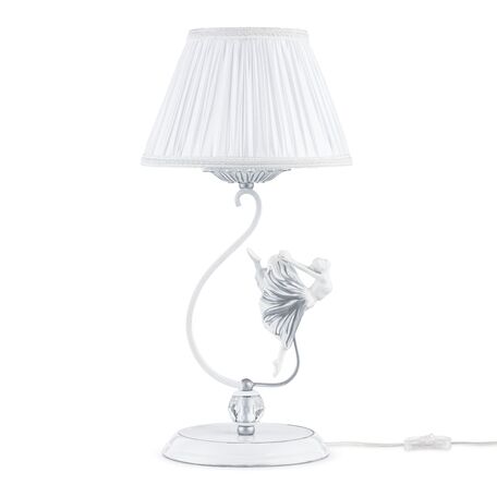 Настольная лампа Maytoni Elina ARM222-11-N, 1xE14x40W, белый с серебром, белый, металл с пластиком, текстиль
