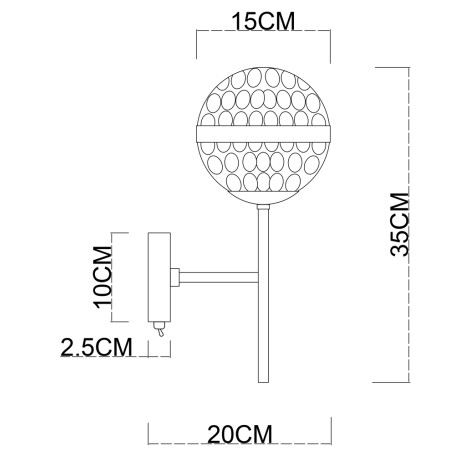 Схема с размерами Arte Lamp A7770AP-1PB