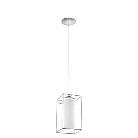 Подвесной светильник Eglo Loncino 1 94377, 1xE27x60W, хром, белый, металл, металл со стеклом