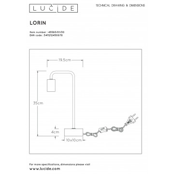 Схема с размерами Lucide 45565/01/30