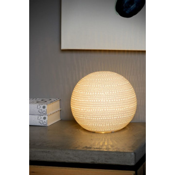 Настольная лампа-ночник Lucide Globi 13518/01/31, 1xE14x25W, белый, керамика - миниатюра 3