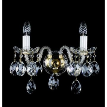 Бра Artglass TIBORA II., 2xE14x40W, золото с прозрачным, золото с белым, прозрачный с золотом, прозрачный, стекло