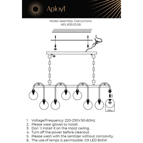 Подвесной светильник Aployt Eloiz APL.839.03.08, 8xG9x5W - миниатюра 2