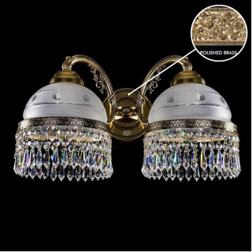 Бра Artglass KARAT II. POLISHED SP, 2xE14x60W, золото, прозрачный с золотом, золото с прозрачным, прозрачный, металл, стекло с металлом, кристаллы SPECTRA Swarovski
