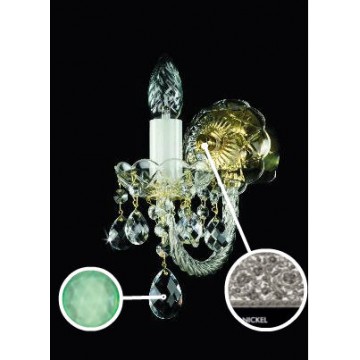 Бра Artglass KARIN I. FULL CUT ST WHITE NICKEL - 5005, 1xE14x40W, никель с прозрачным, никель с белым, прозрачный с никелем, зеленый, стекло