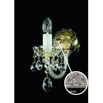 Бра Artglass KARIN I. FULL CUT ST WHITE NICKEL, 1xE14x40W, никель с прозрачным, никель с белым, прозрачный с никелем, прозрачный, стекло