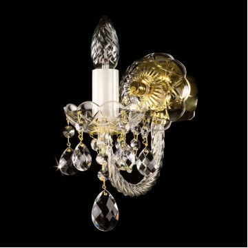 Бра Artglass KARIN I. FULL CUT ST WHITE SP, 1xE14x40W, золото с прозрачным, золото с белым, прозрачный с золотом, белый, стекло, кристаллы SPECTRA Swarovski - миниатюра 1