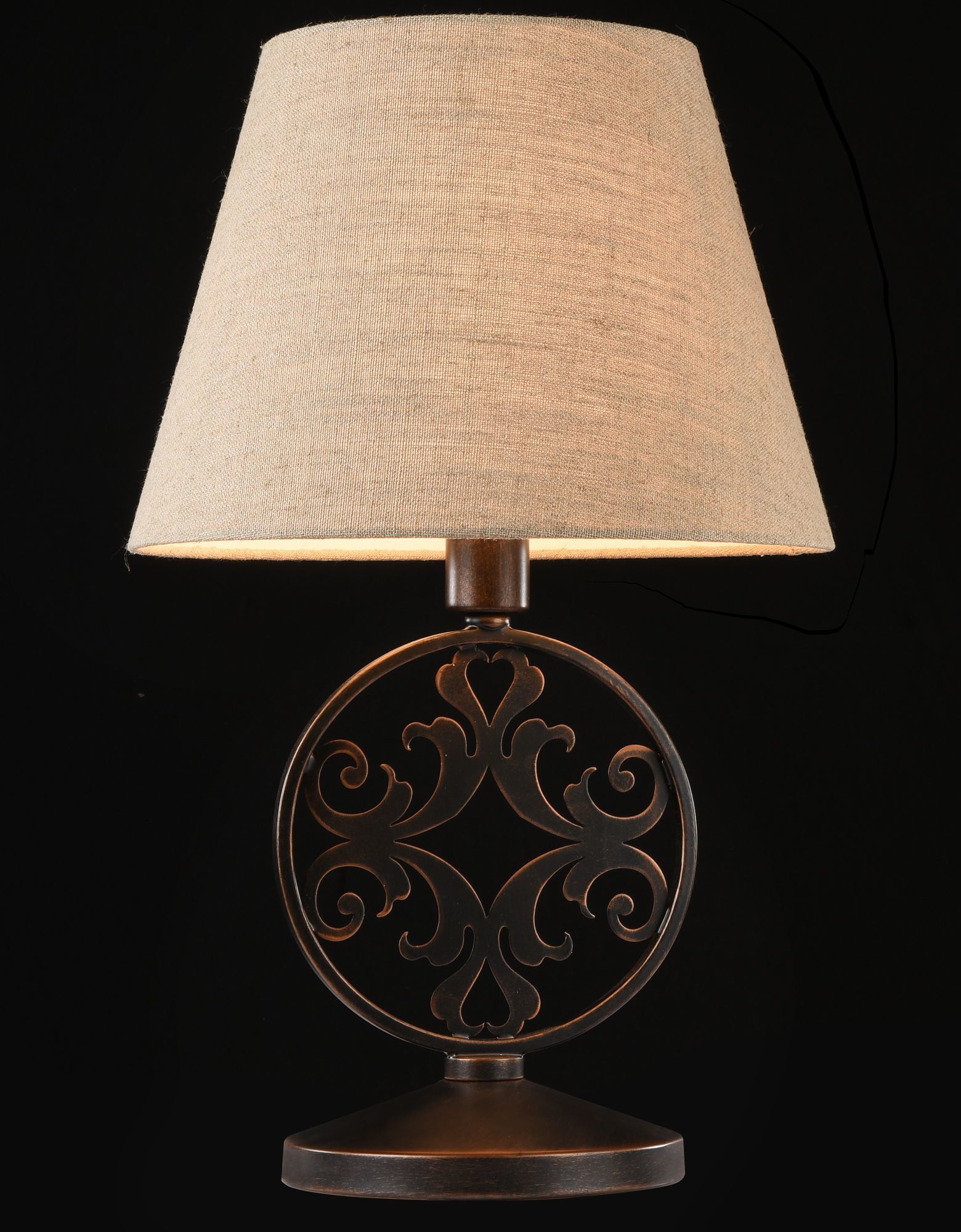 Настольная лампа Maytoni Rustika H899-22-R, 1xE27x40W, коричневый, бежевый, металл, ковка, текстиль - фото 4