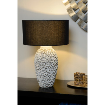 Настольная лампа Lucide Reef 34536/81/31, 1xE27x60W, белый, черный, бетон, текстиль - миниатюра 3