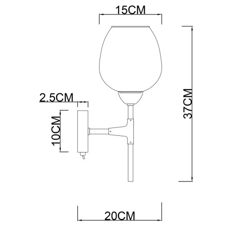 Схема с размерами Arte Lamp A4103AP-1CC