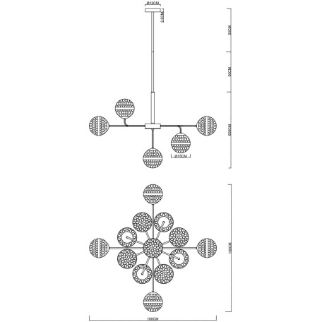Схема с размерами Arte Lamp A7770SP-13PB