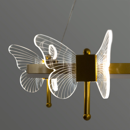 Подвесная светодиодная люстра Arte Lamp Darcy A2187LM-1GO, LED 72W 3000-6000K 4700lm CRI≥80, кольцо с бабочками - миниатюра 3