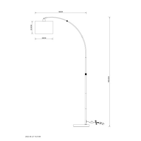 Схема с размерами Arte Lamp A4060PN-1PB