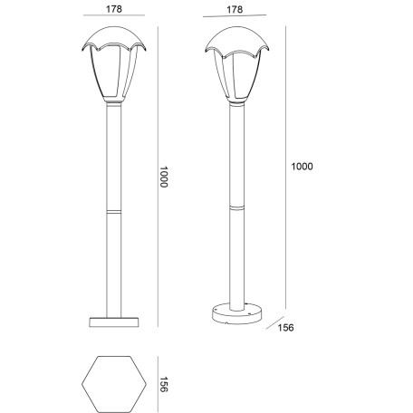 Схема с размерами Arte Lamp A1661PA-1BK