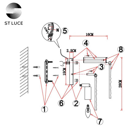 Схема с размерами ST Luce SL1230.101.02