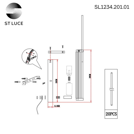 Схема с размерами ST Luce SL1234.201.01