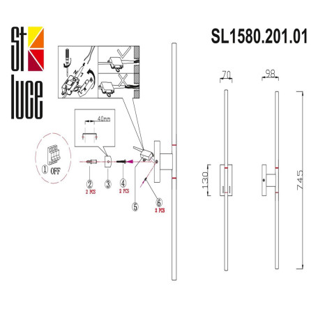 Схема с размерами ST Luce SL1580.201.01