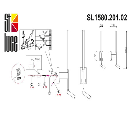 Схема с размерами ST Luce SL1580.201.02