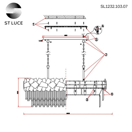 Схема с размерами ST Luce SL1232.103.07