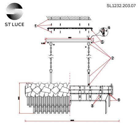Схема с размерами ST Luce SL1232.203.07