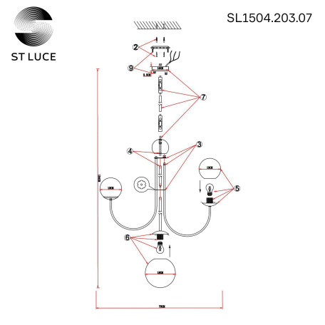 Схема с размерами ST Luce SL1504.203.07
