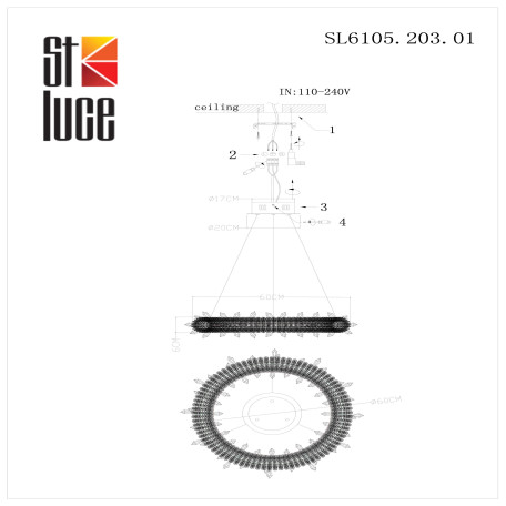 Схема с размерами ST Luce SL6105.203.01