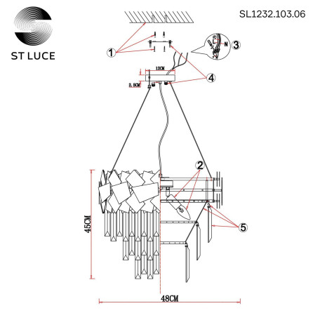 Схема с размерами ST Luce SL1232.103.06