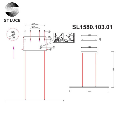 Схема с размерами ST Luce SL1580.103.01
