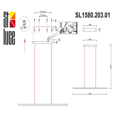 Схема с размерами ST Luce SL1580.203.01