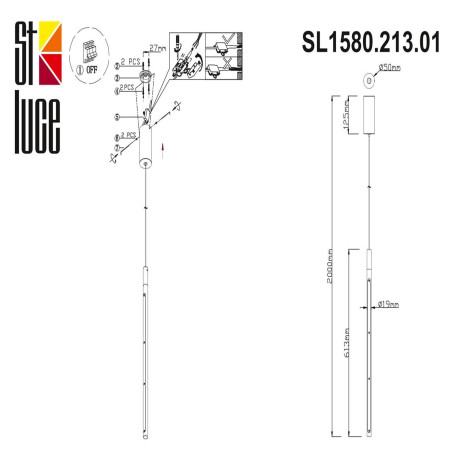 Схема с размерами ST Luce SL1580.213.01