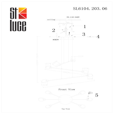 Схема с размерами ST Luce SL6104.203.06