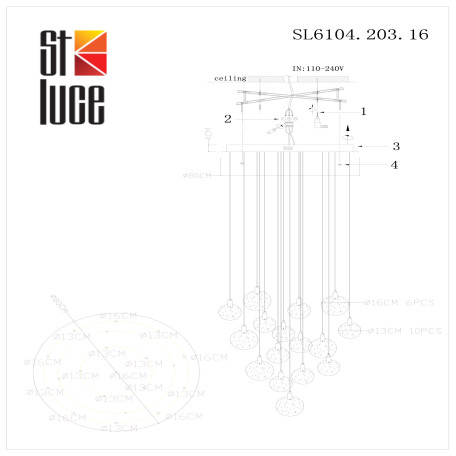Схема с размерами ST Luce SL6104.203.16